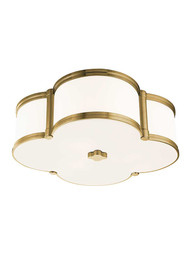 Chandler 16 3/4 inch Flush-Mount Ceiling Light in Aged Brass.